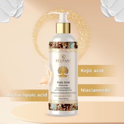 Belitaas Kojic Acid Radiance Moisturizer with Niacinamide & ALA | Targeted Formula for Pigmentation and Skin Blemishes – 100ml