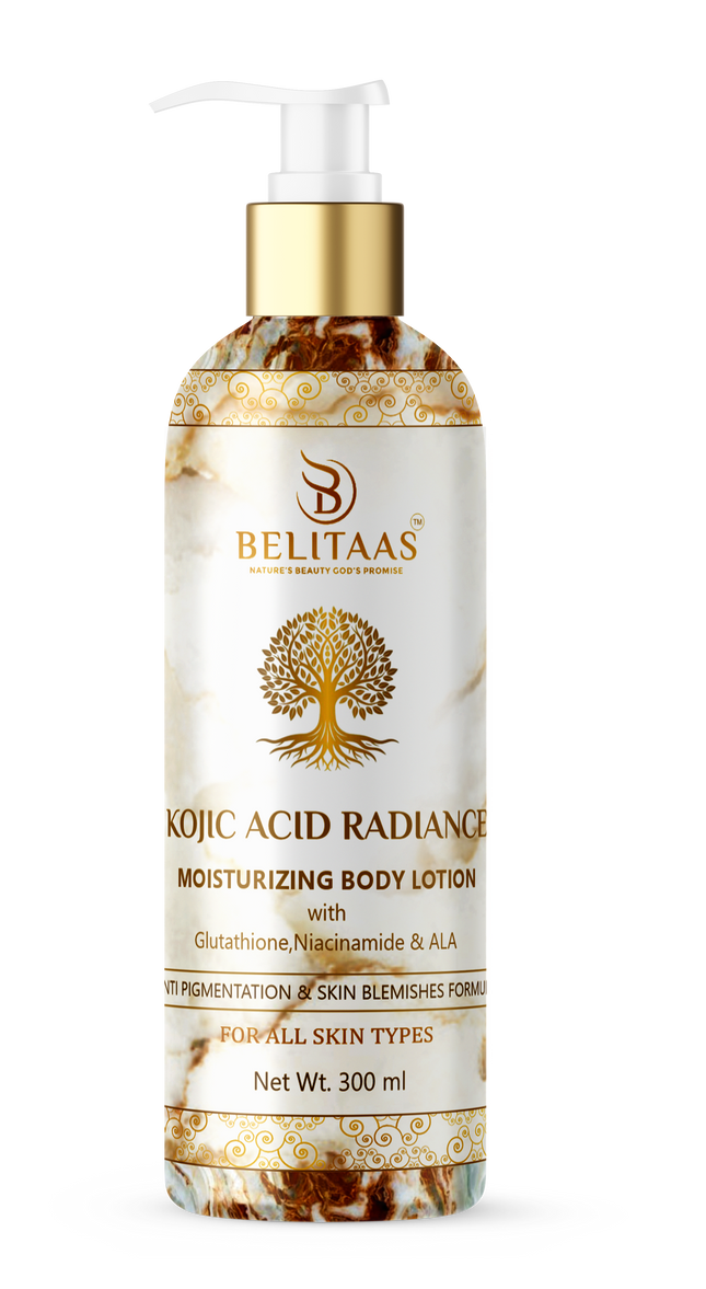 Belitaas Kojic Acid Radiance Moisturizing Body Lotion with Glutathione, Niacinamide & ALA - 300ML